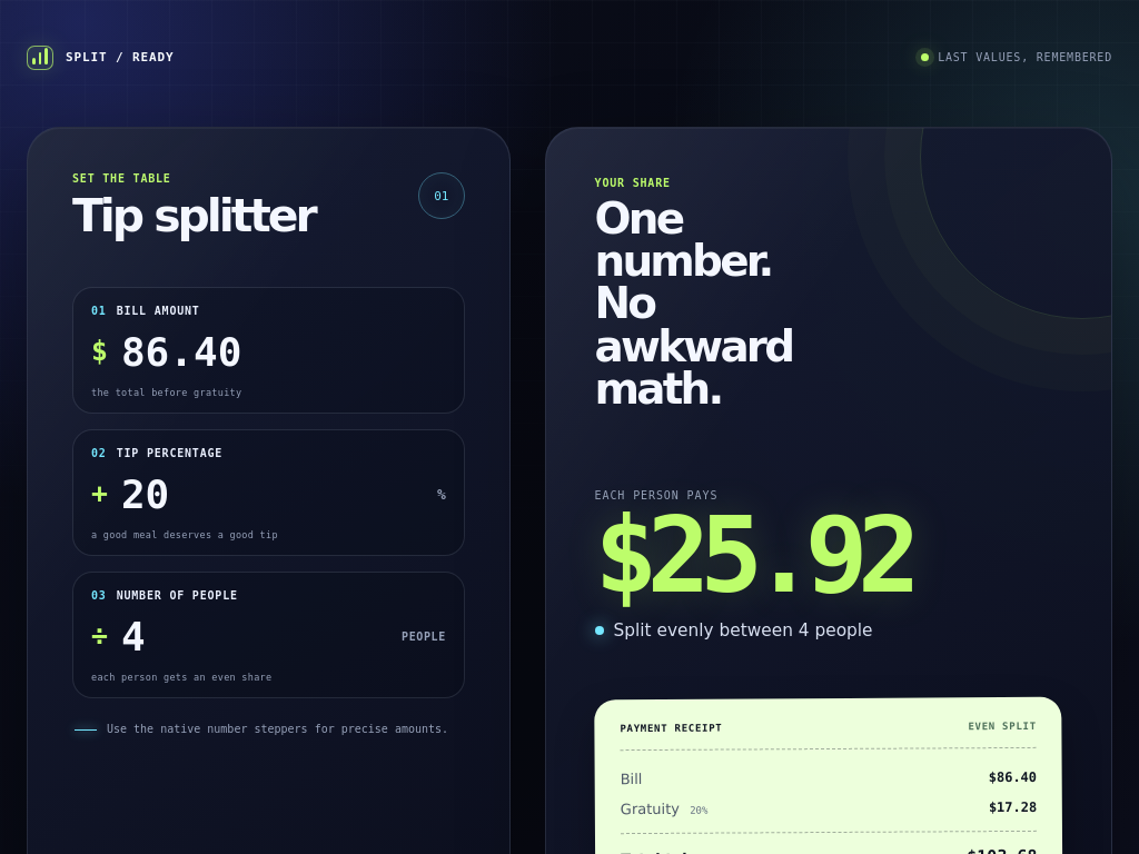 Tip Splitter — page preview