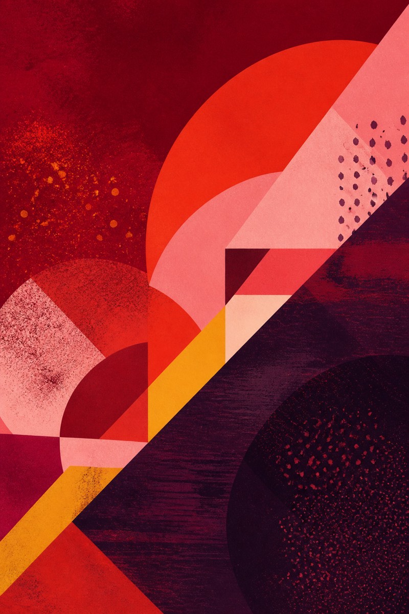 Abstract vermilion and blush geometric collage